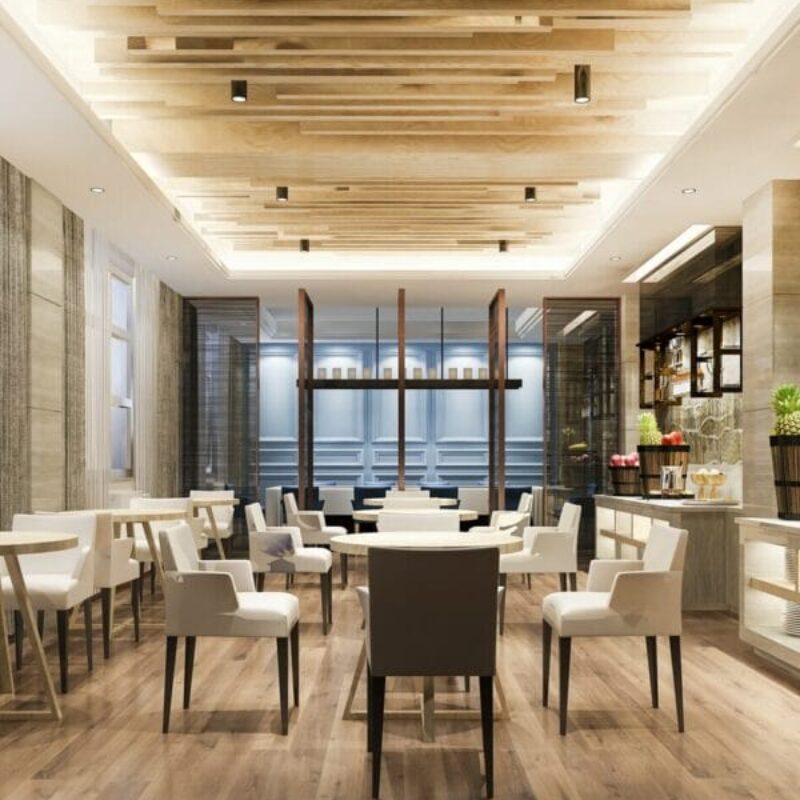 3d rendering nice restaurant with elegant decoration